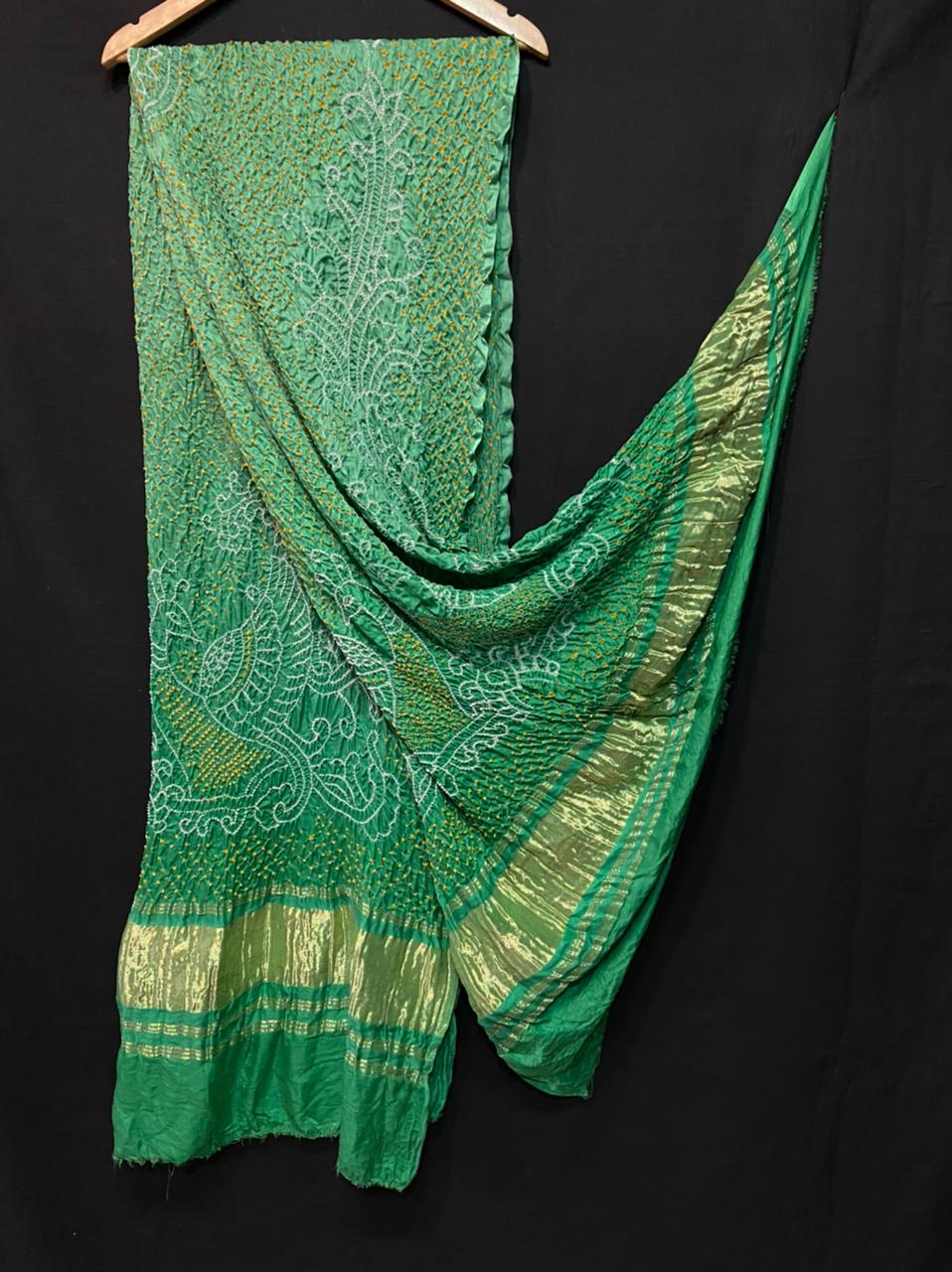 Pure Gaji Silk Peacock Bandhej Dupatta 2.5 Mtr Approx Nr Kcpc Rama Dupatta