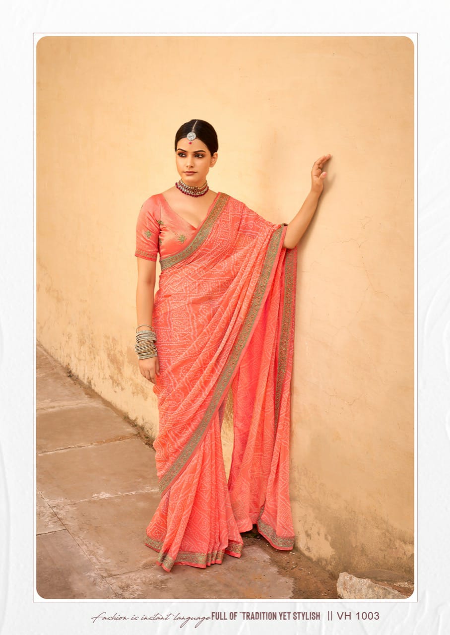KCPC Georgette Bandhani Gotapatti Saree Bestselling Designer Latest, OR, vjt