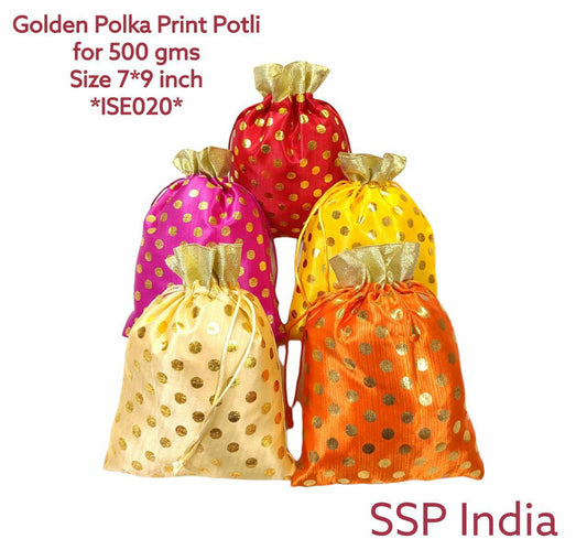 Golden Polka Print Potli.a Set Of 72Pcs Nr Ssp Return Gifts