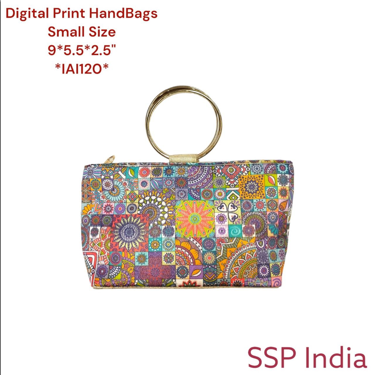Digital Print Mini Hand Bagsmetal Handle. Assorted Prints(8Pcs) Or Ssp Return Gifts