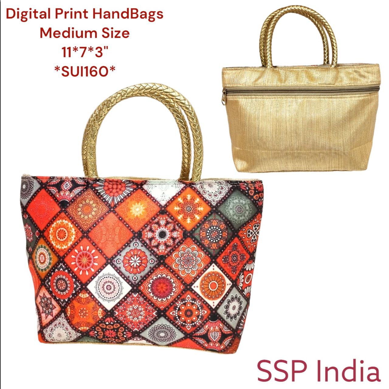 Digital Print Mini Hand Bagsgolden Handle.assorted Prints(12Pcs) Nr Ssp Return Gifts
