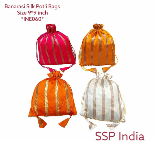 Banarasi Silk Big Potli Bagsfor 750 Gms Dry Fuits(24Pcs) Or Ssp Return Gifts