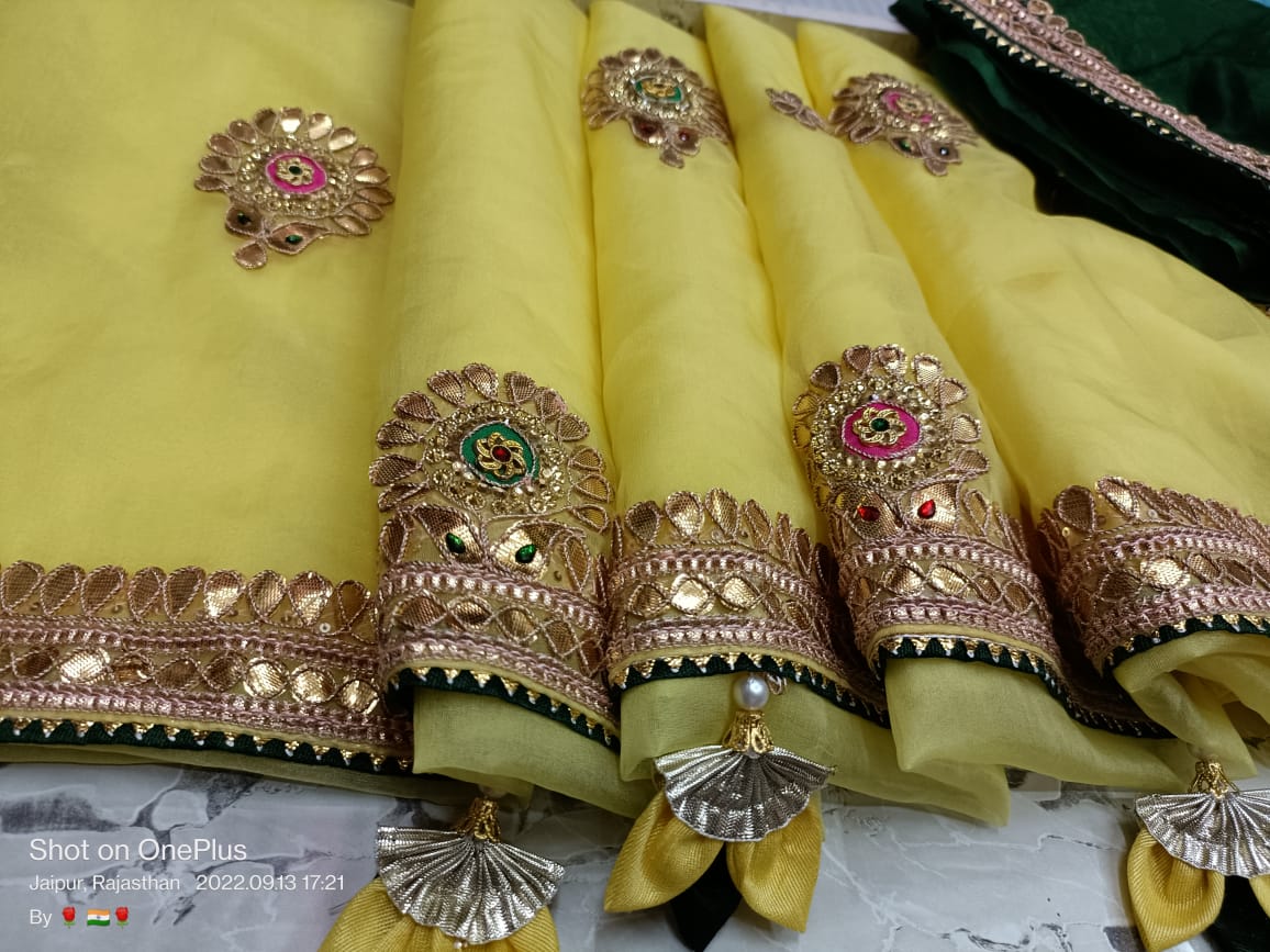 Order Pure Chiffon Pearl work Saree Online From charvi ethnic store,netrang