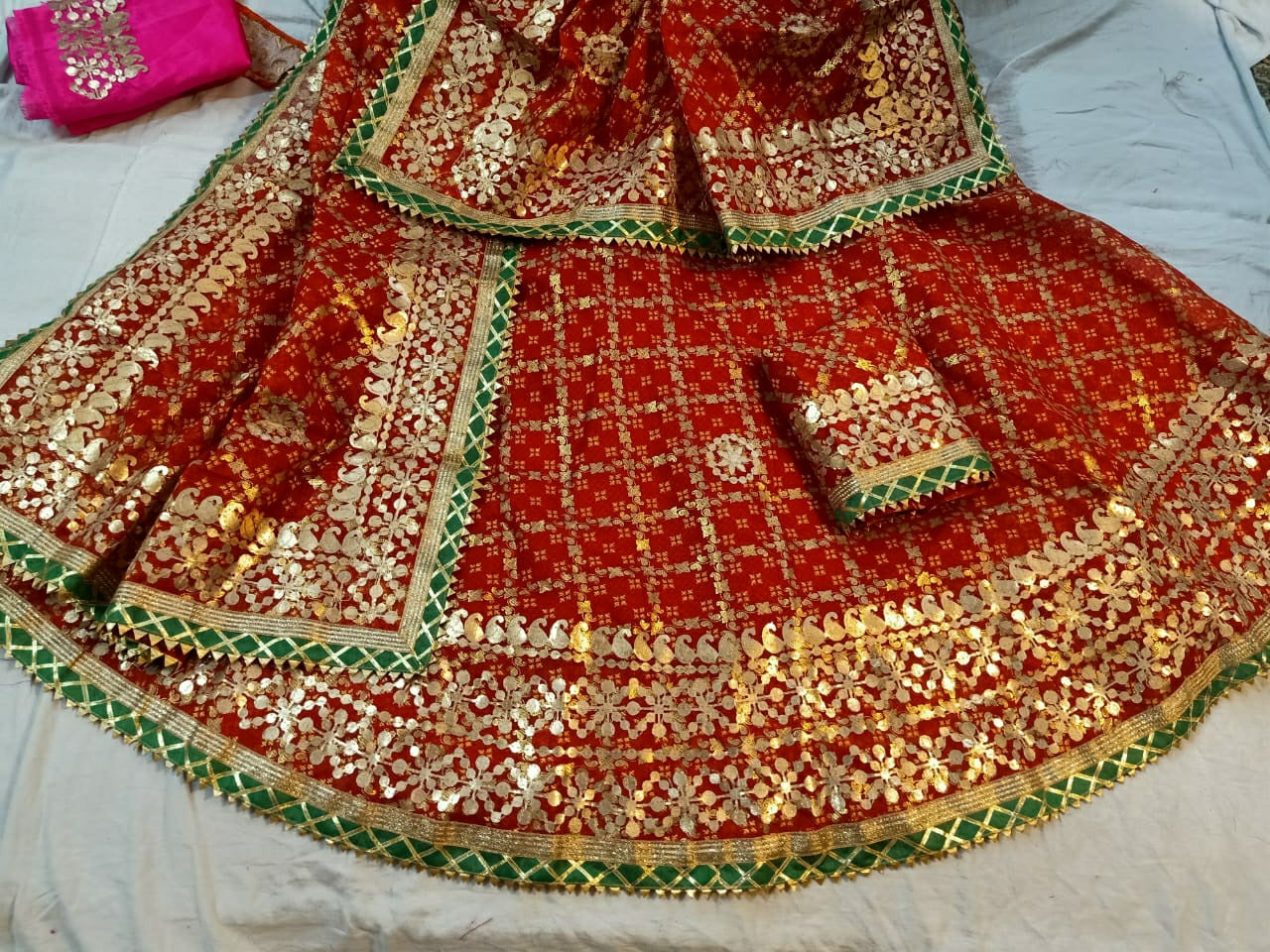 Parth Fashion Women/Girls Traditional/Casual Bandhani Bandej Kota Doria Gota  Pati Ready to Wear Lehenga & Dupatta With Unstitched Blouse : Amazon.in:  Fashion