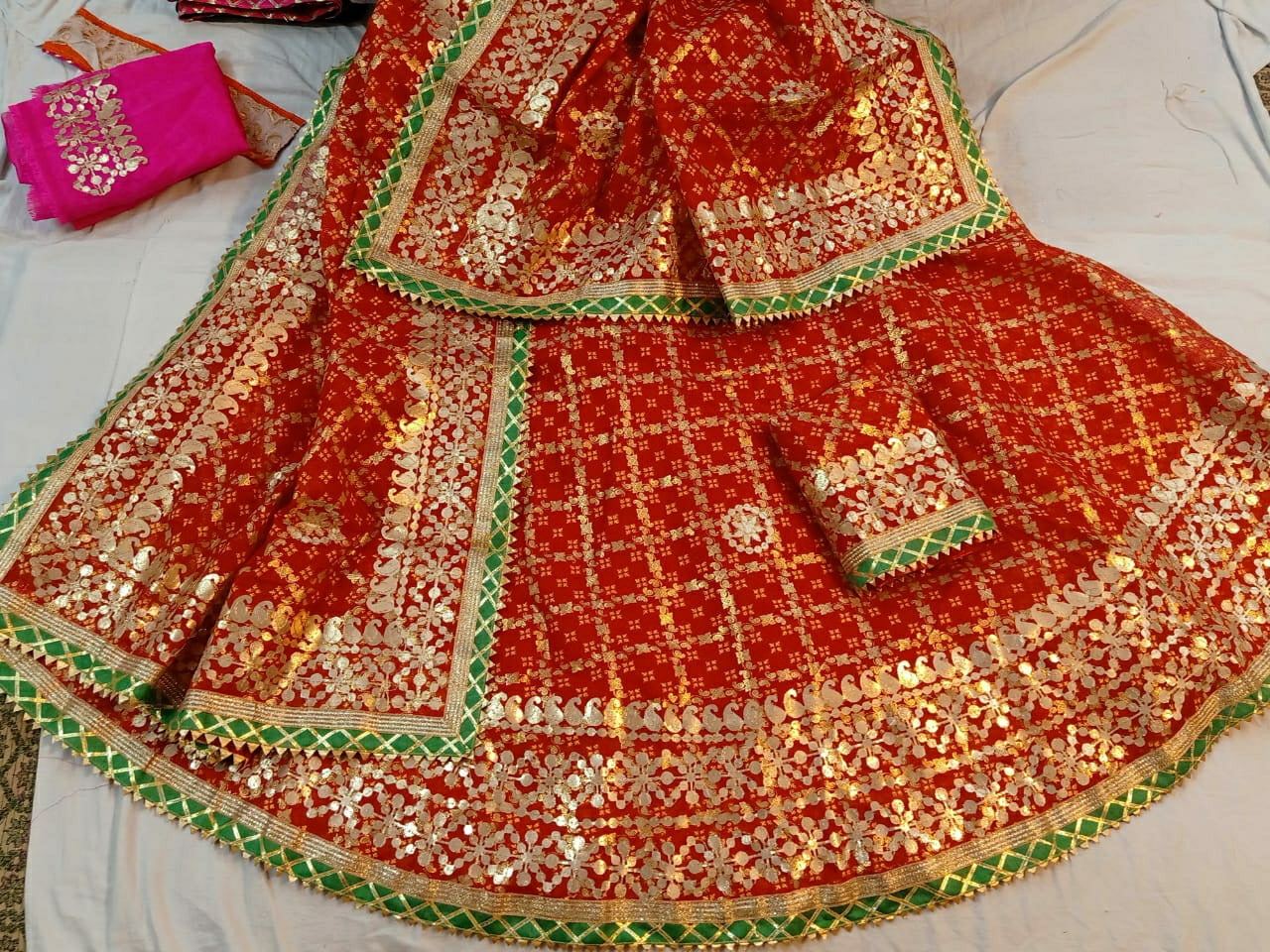 Kota Doria Ghatchola Bandhej Gotapatti Lehenga Or Kml Design4