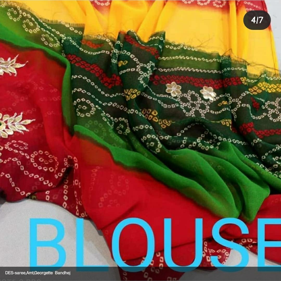Pachrangi Bandhej Gotapatti Saree, , NR, AMT