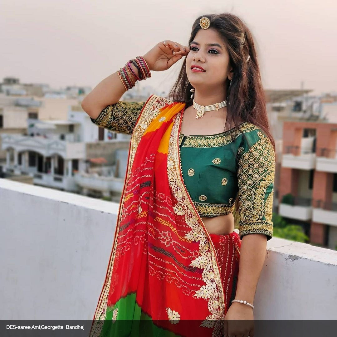 Pachrangi Bandhej Gotapatti Saree, , NR, AMT