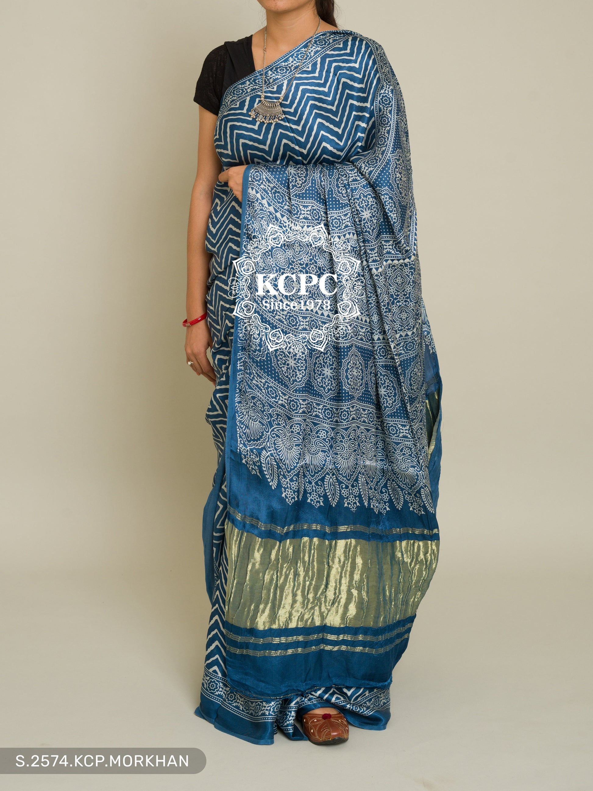 Pure Ajrakh Modal Silk Saree,KCPC,NR