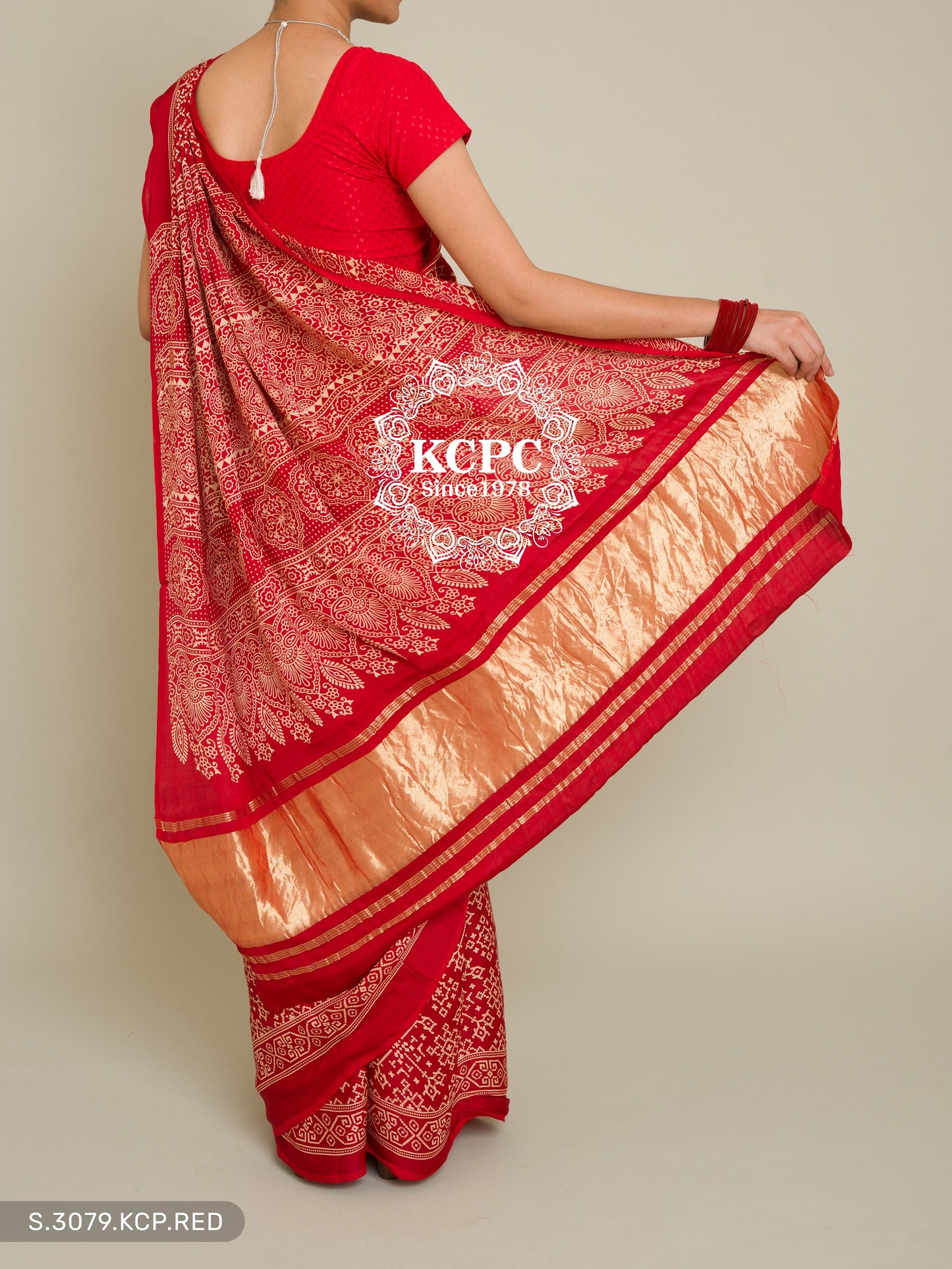 Pure Ajrakh modal silk with patola style saree, KCPC, DR
