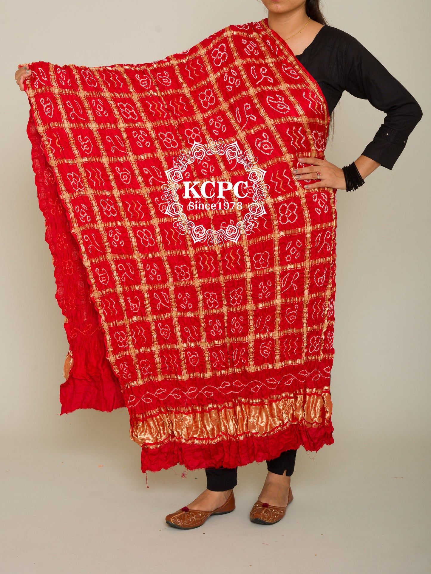 Pure gaji silk ghatchola chunri piliya bandhani dupatta