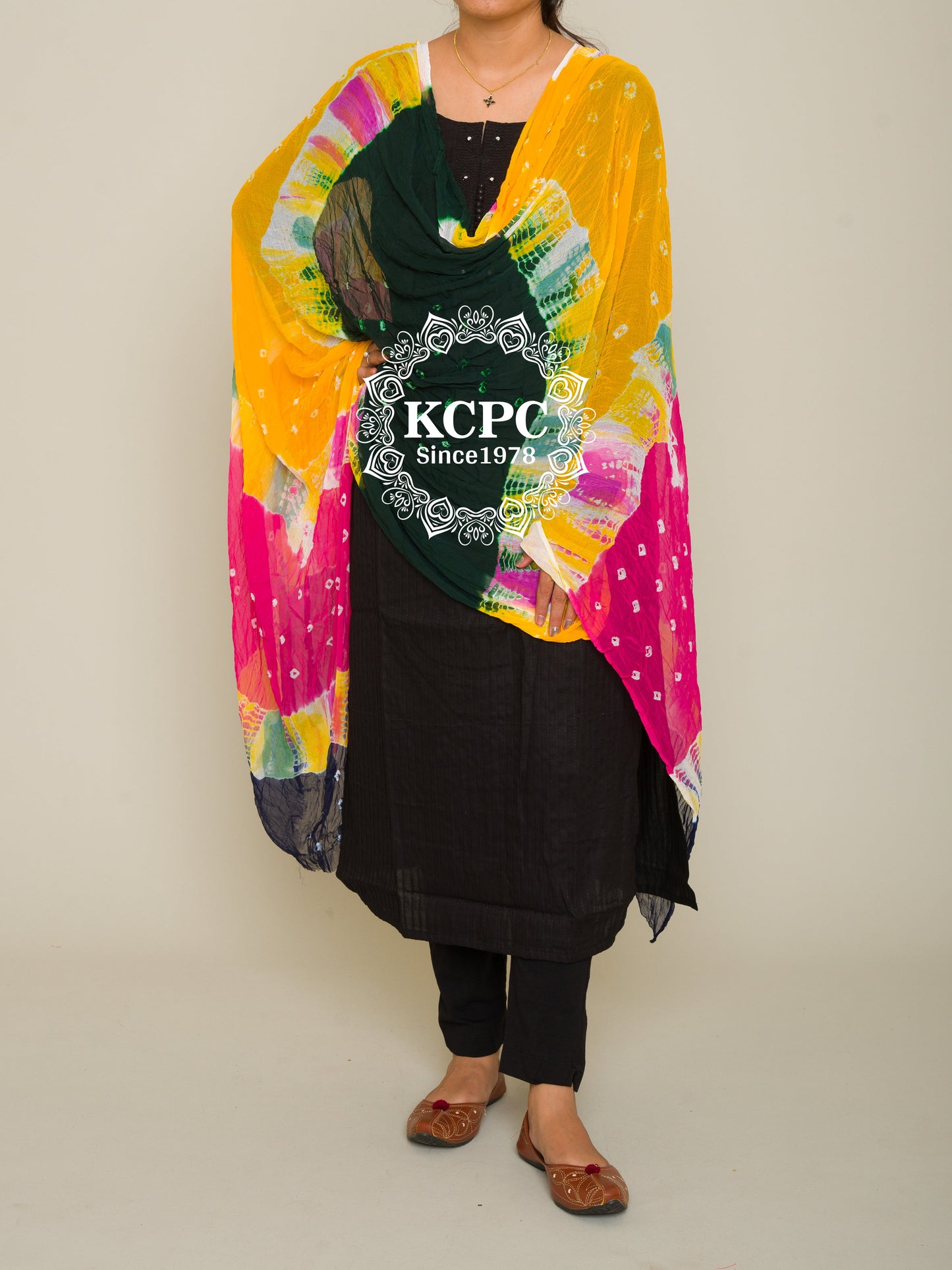 Chiffon Multicolor Bandhani Dupattas (Mix colors)