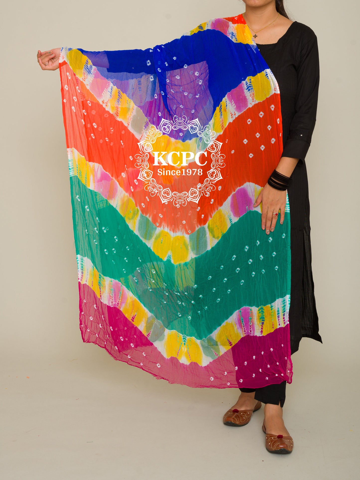 Chiffon Multicolor Bandhani Dupattas (Mix colors)