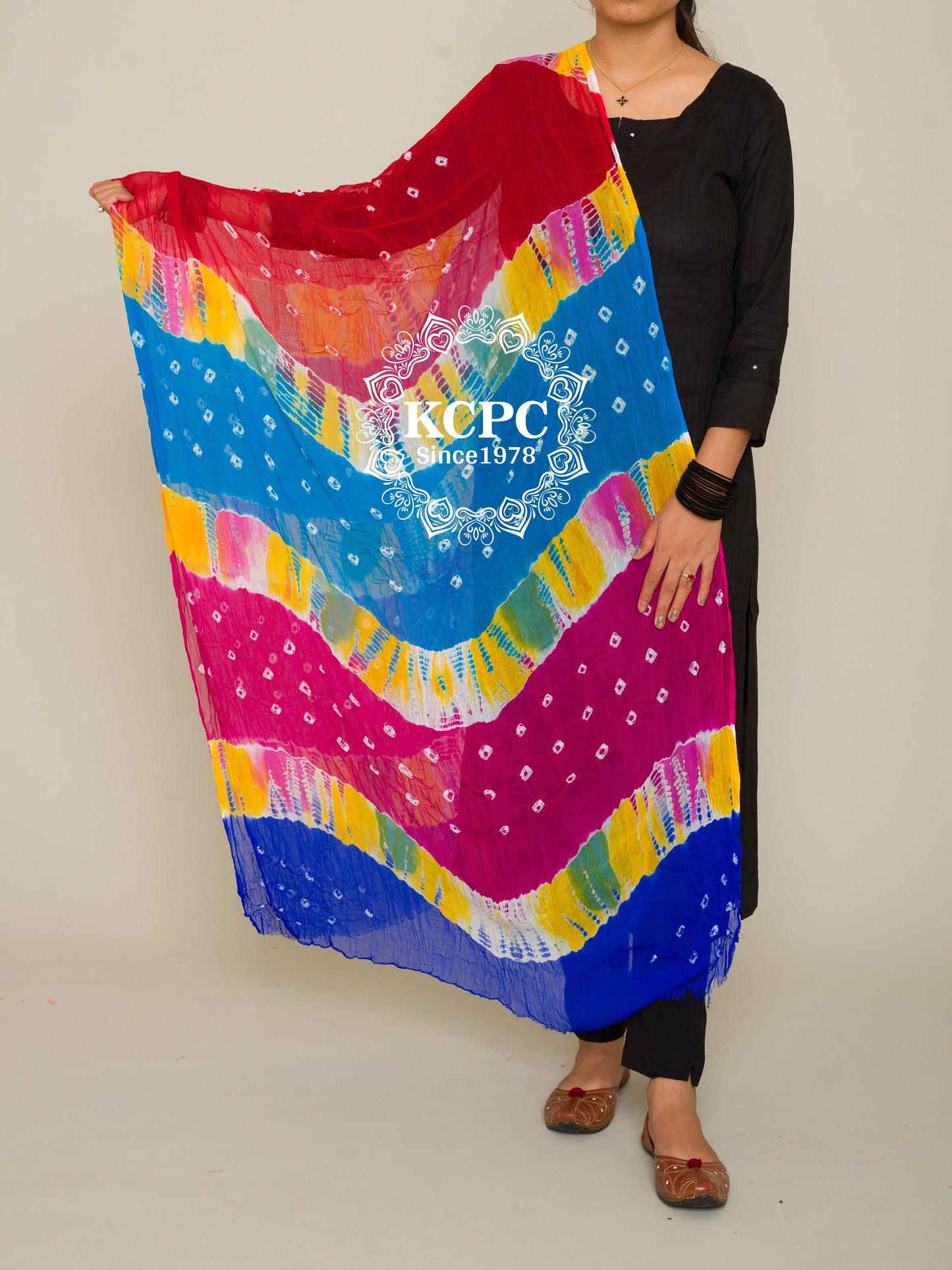 Chiffon Multicolor Bandhani Dupattas (Mix colors)