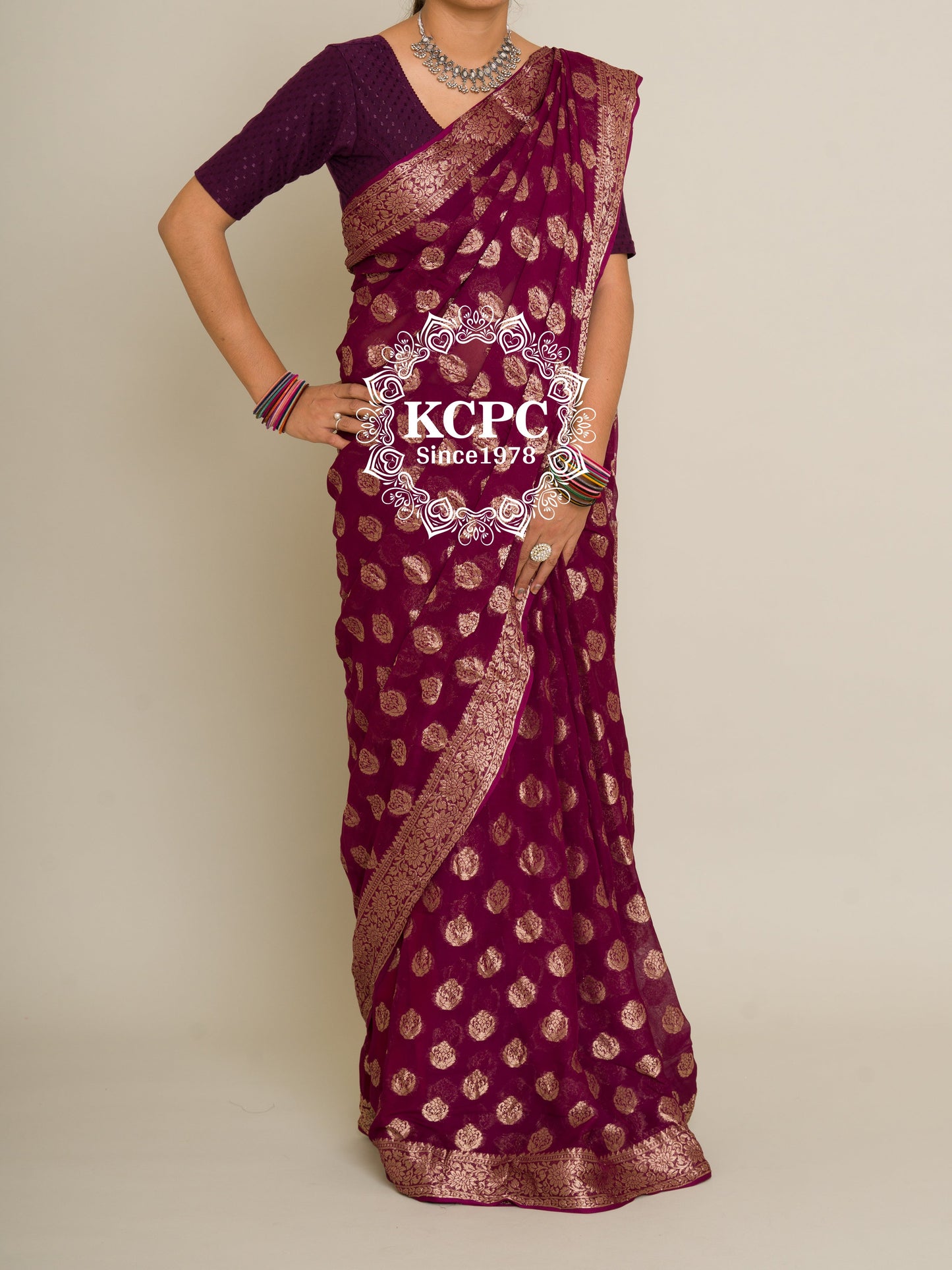 Pure Georgette Banarasi Zari Weaving Saree, Or , KCPC