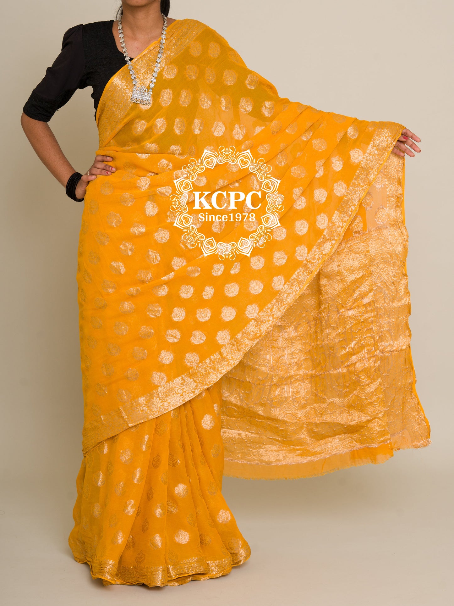 Pure Georgette Banarasi Zari Weaving Saree, Or , KCPC