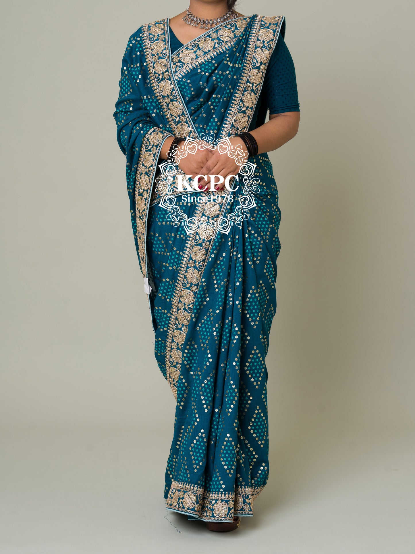 Pure Viscos Silk Gota Patti Border Saree KCPC