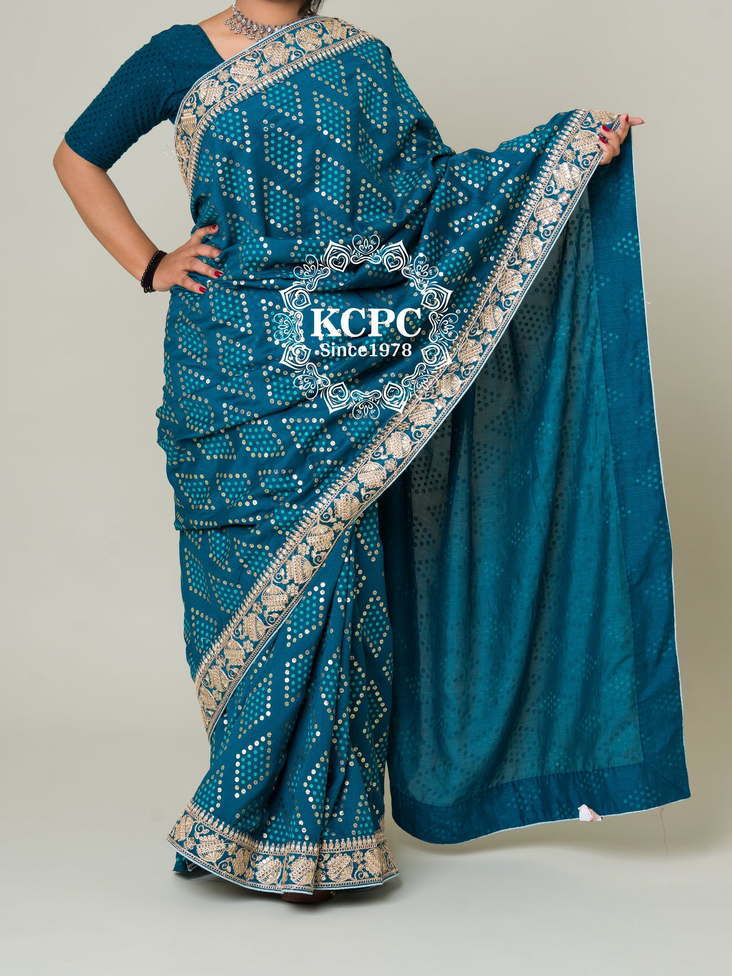 Pure Viscos Silk Gota Patti Border Saree KCPC