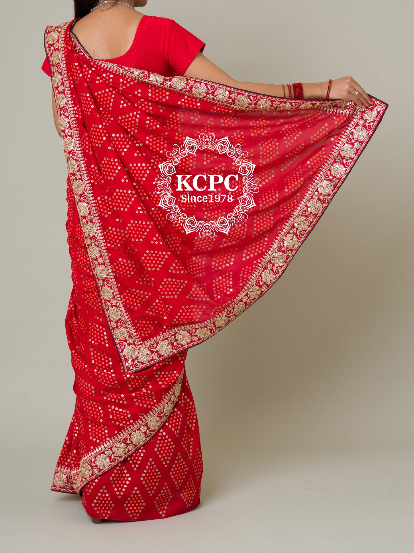 Pure Viscos Silk Gota Patti Border Saree KCPC