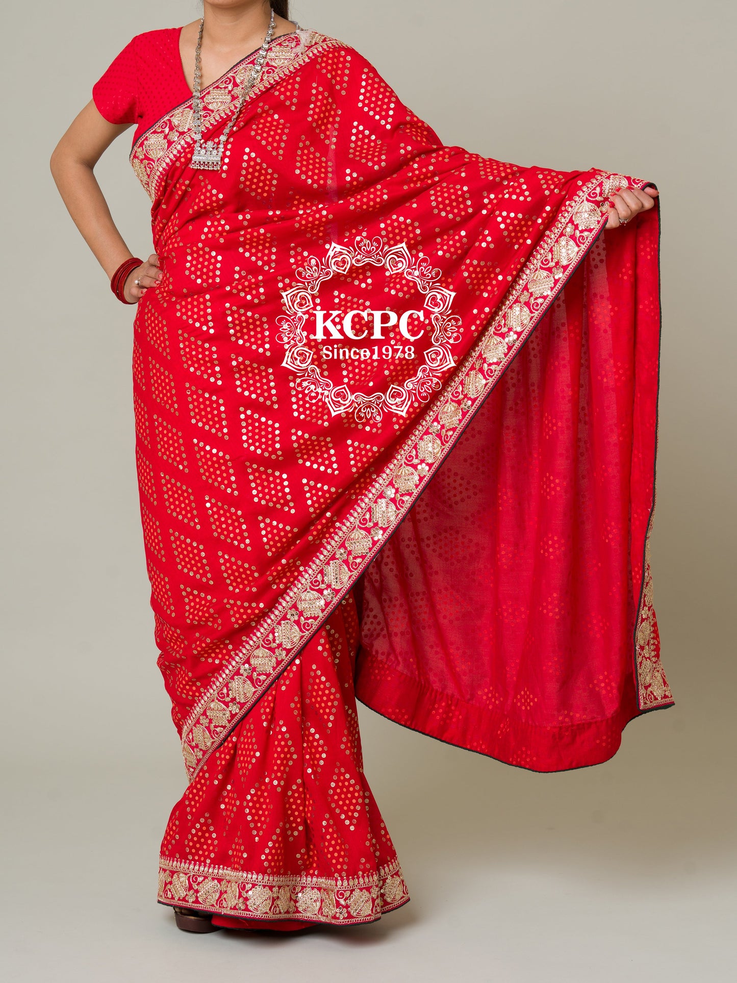 Pure Viscos Silk Gota Patti Border Saree KCPC