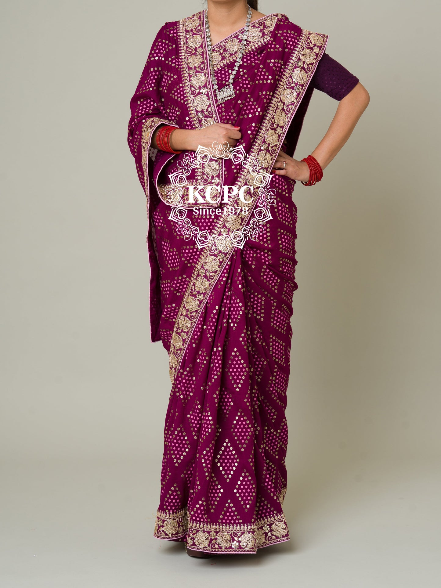 Pure Viscos Silk Gota Patti Border Saree KCPC