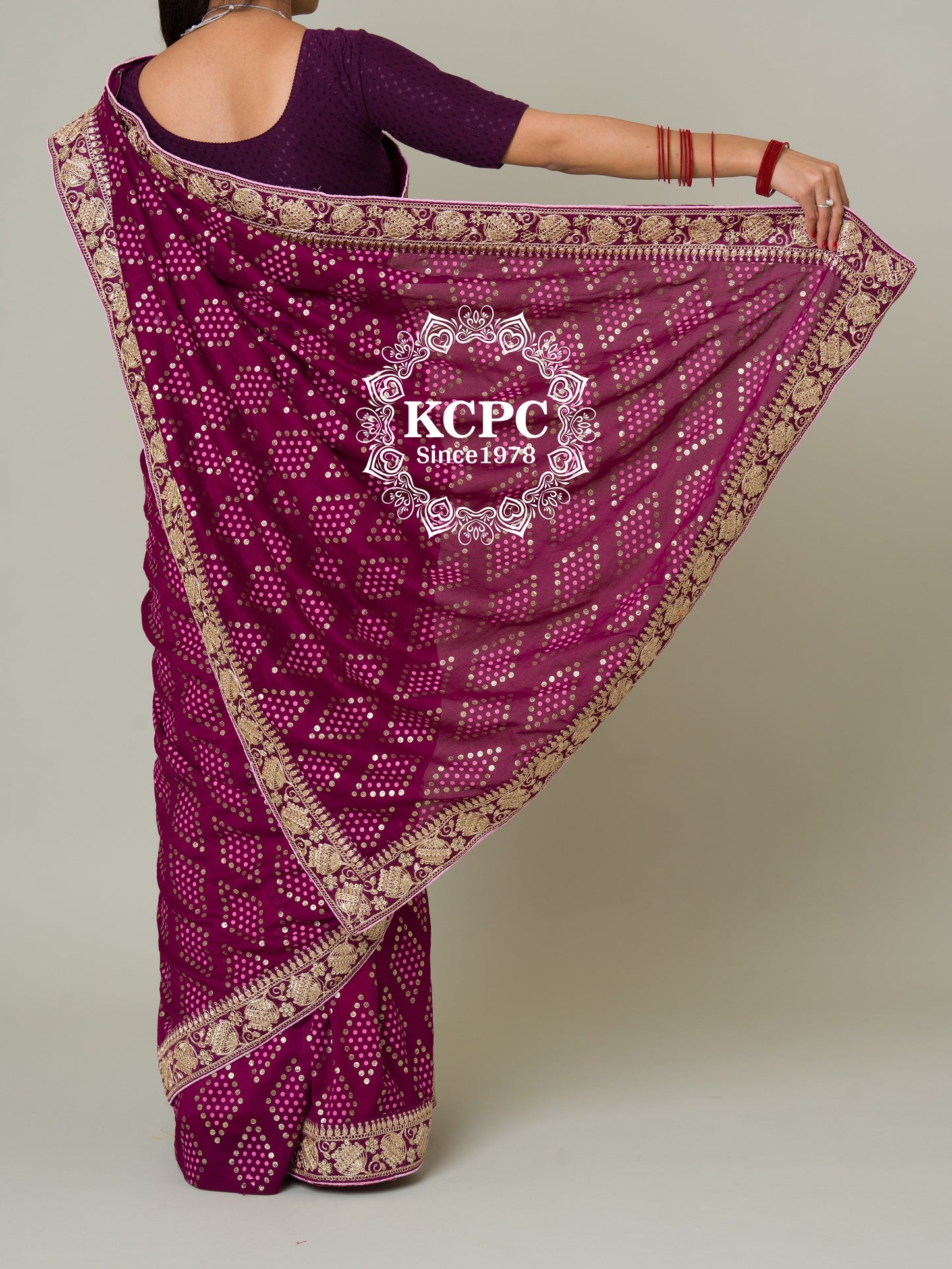 Pure Viscos Silk Gota Patti Border Saree KCPC