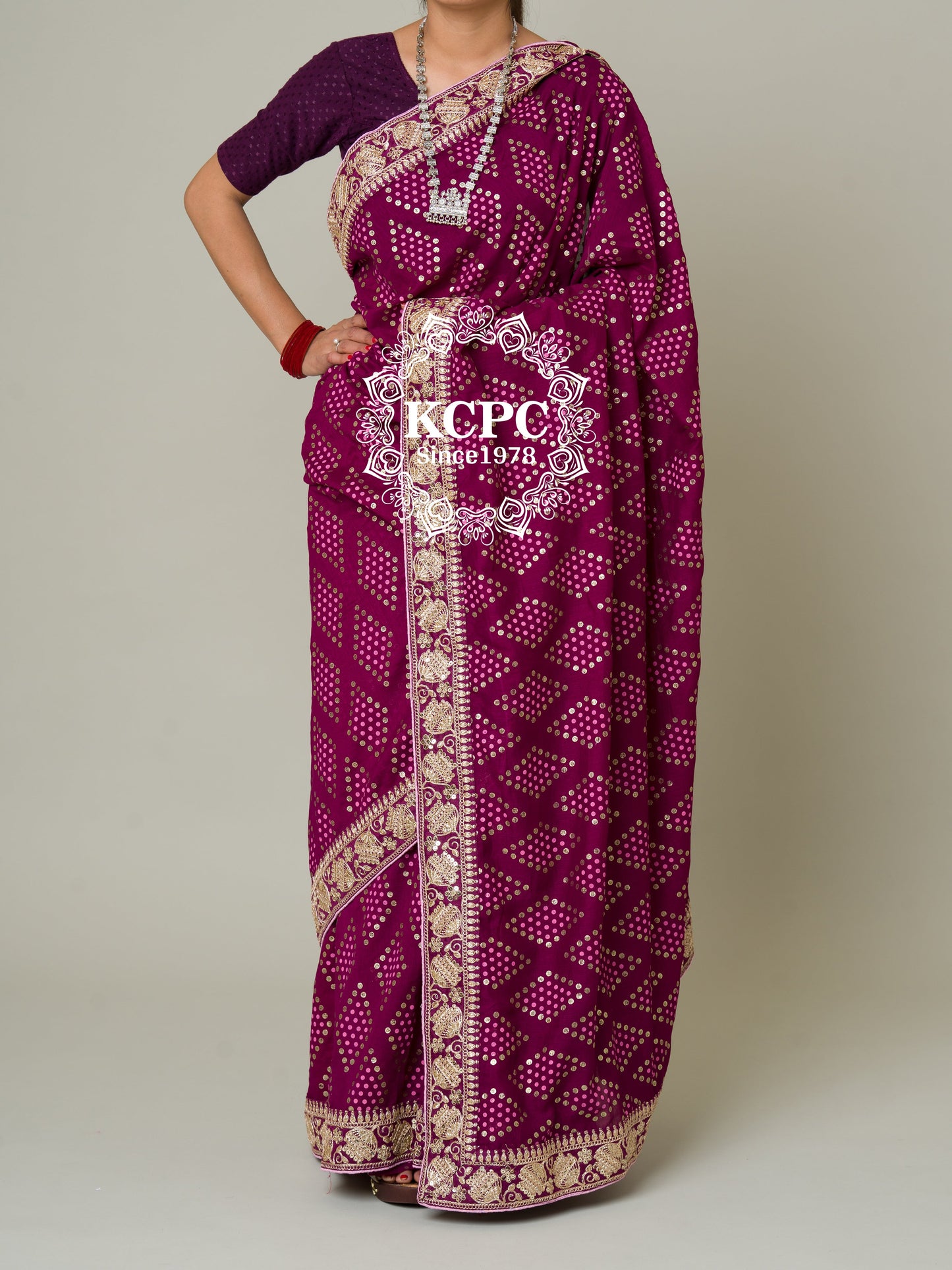 Pure Viscos Silk Gota Patti Border Saree KCPC