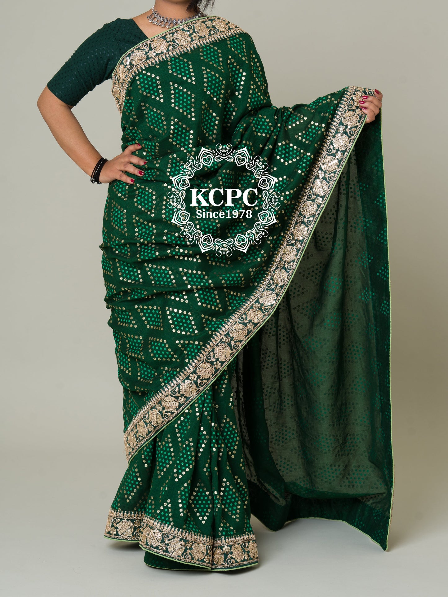 Pure Viscos Silk Gota Patti Border Saree KCPC