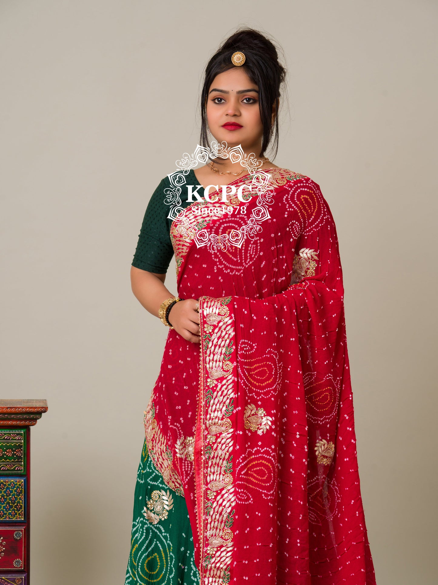 Bandhani Collection Designer Jaipuri Pure Ojariya Lehenga with Multicolour Dupatta, BIT