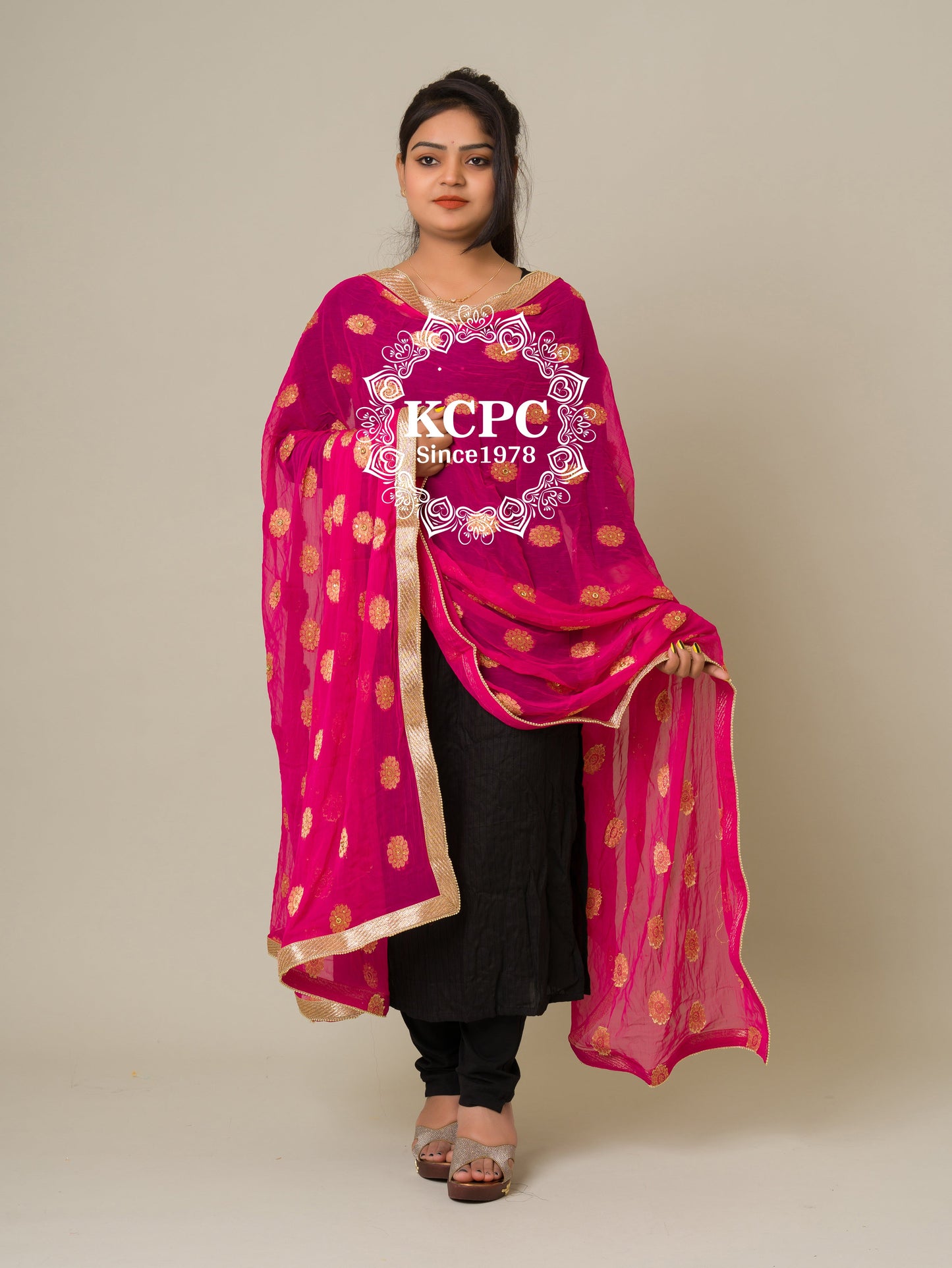 New dollar butti chiffon moti border bridal dupattas