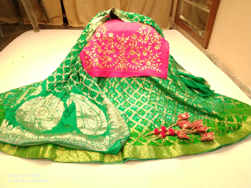 Blue Bandhani printed Lehenga Choli Set - Dress me Royal