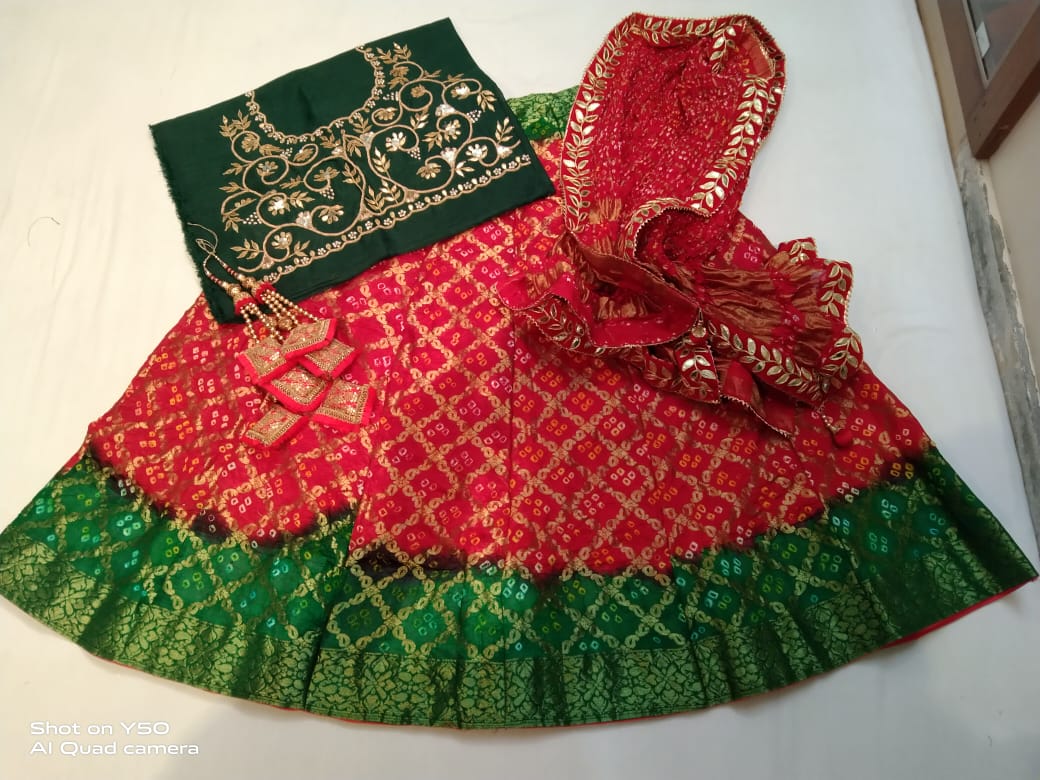 Designer Gharchola Bandhani Lehenga With Heavy Banarasi Dupatta And Gotapatti Work Blouse Fancy