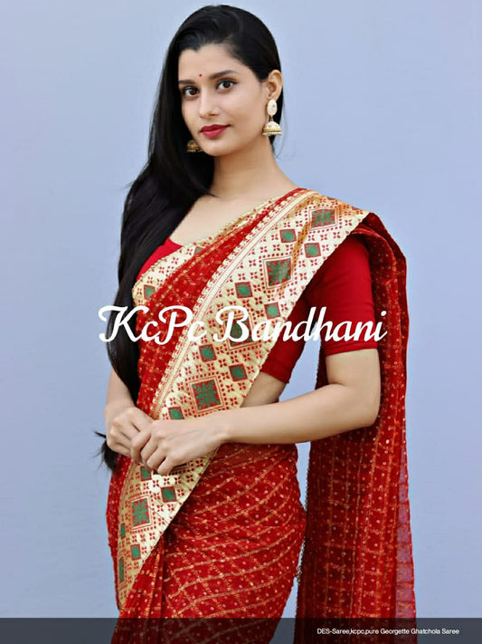 Pure Georgette Gharchola Saree with blouse