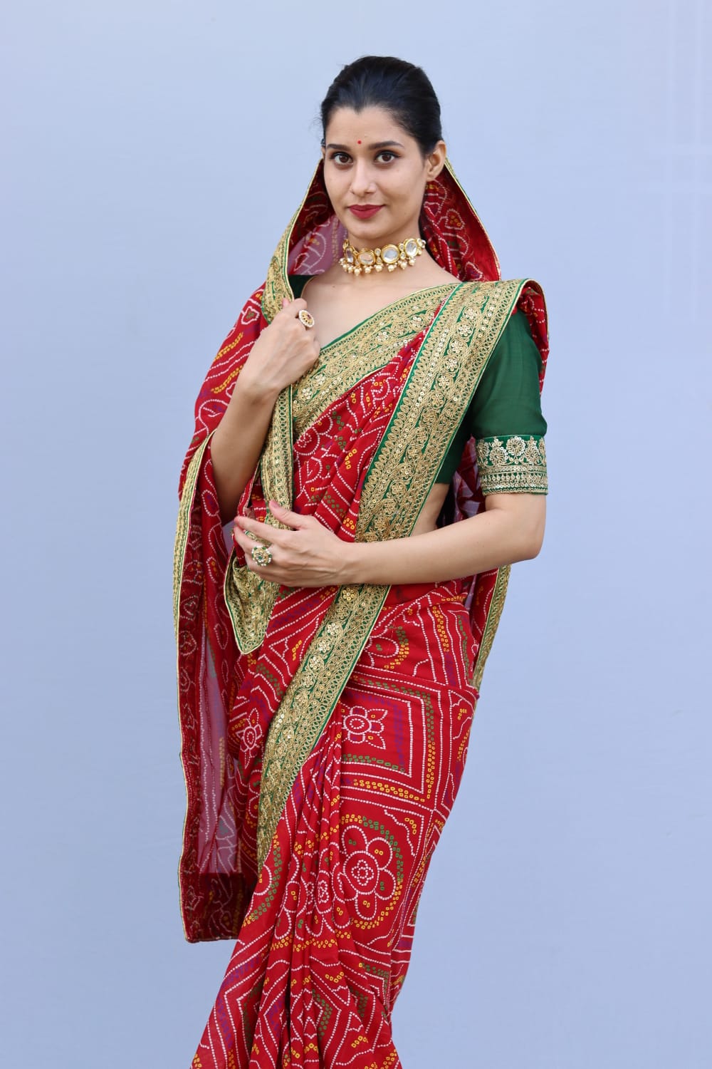 Sina Bandhani Saree – Pratibha Sarees