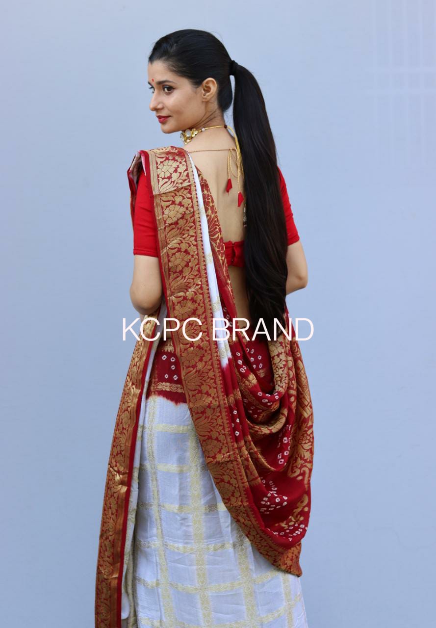 New Panetar Style gharchola bandhani saree