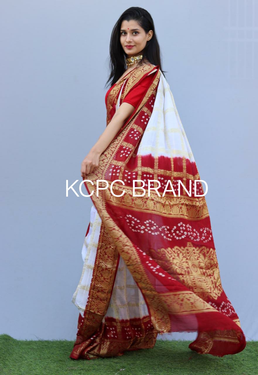 New Panetar Style gharchola bandhani saree