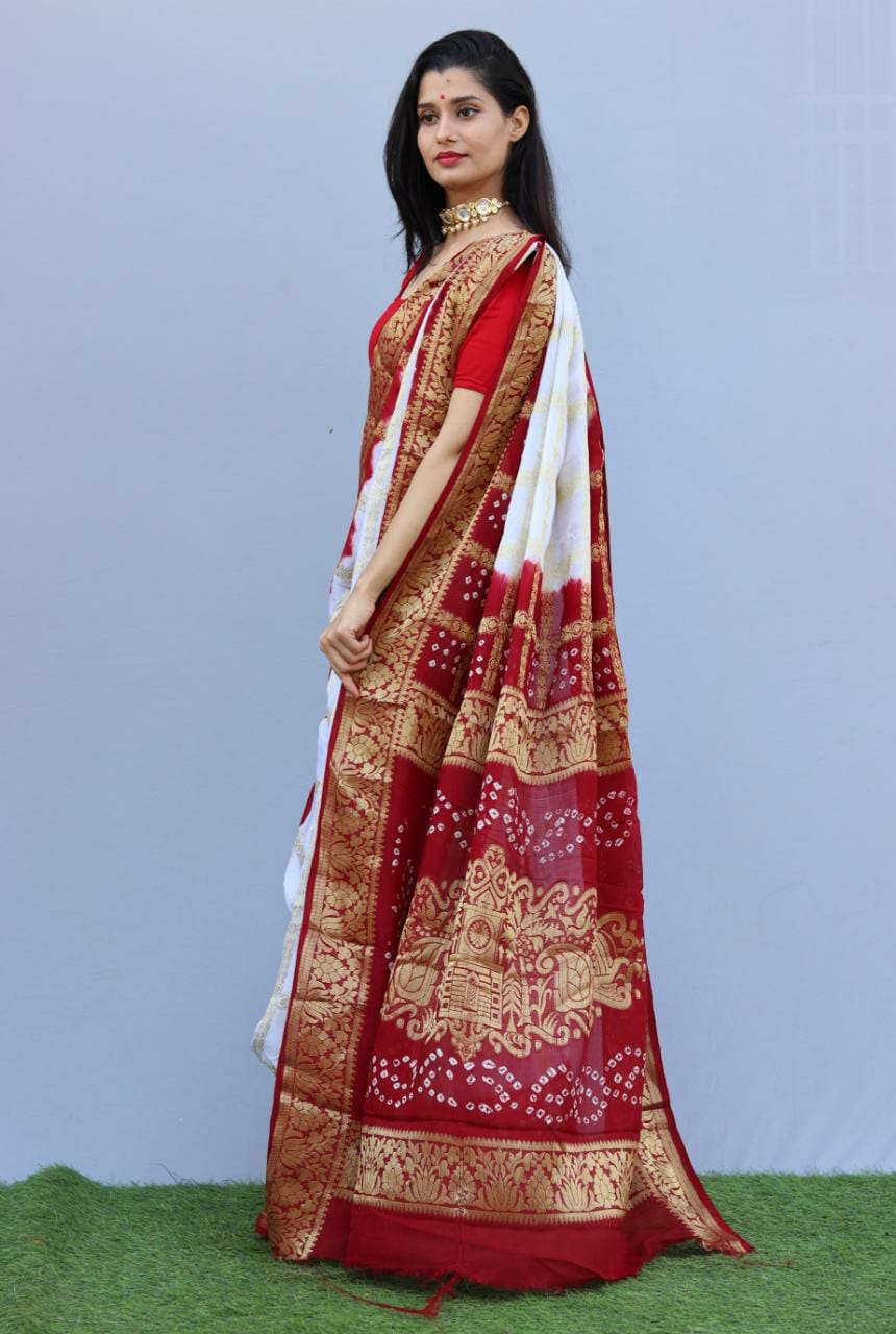 New Panetar Style gharchola bandhani saree