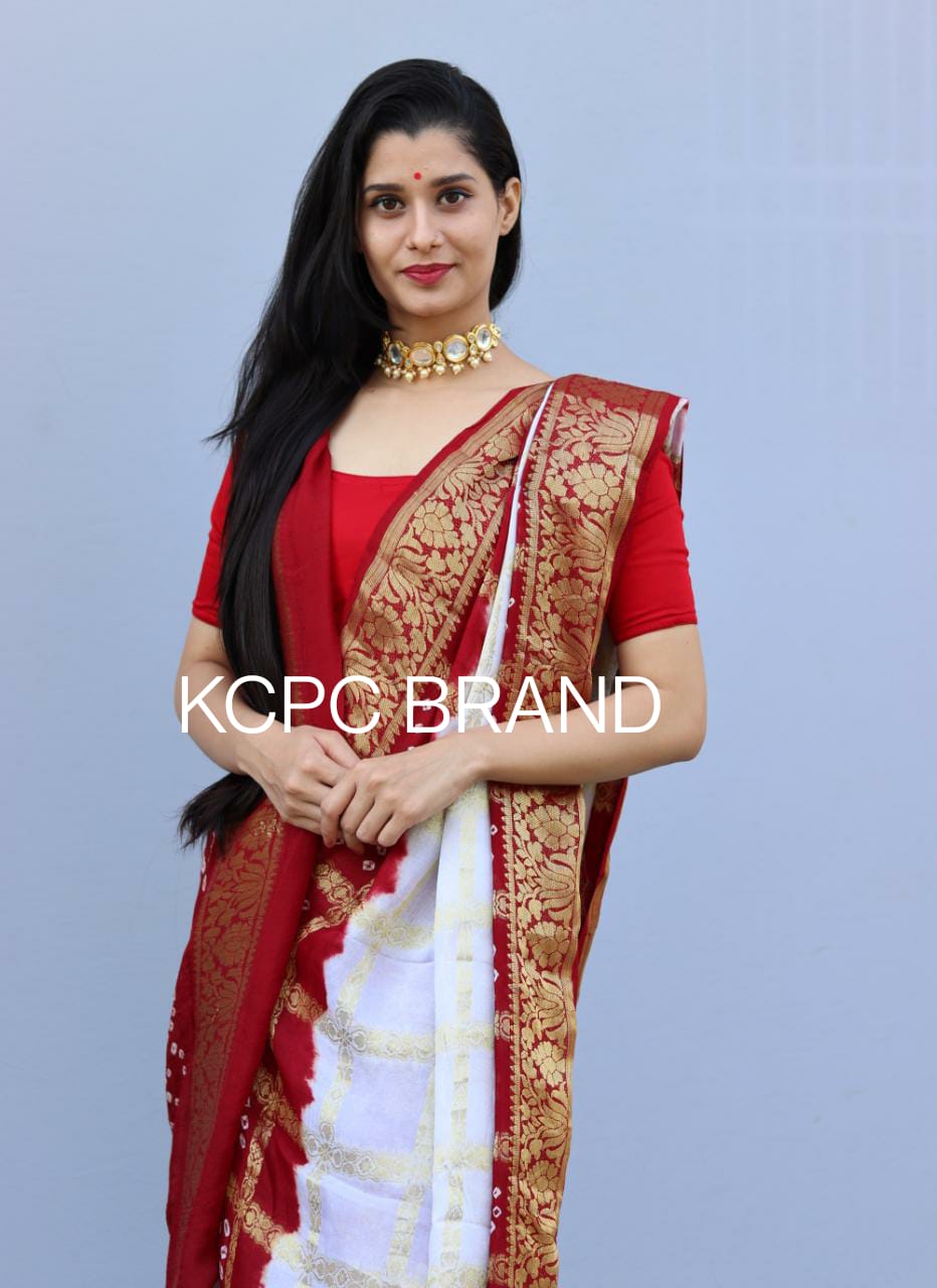 New Panetar Style gharchola bandhani saree