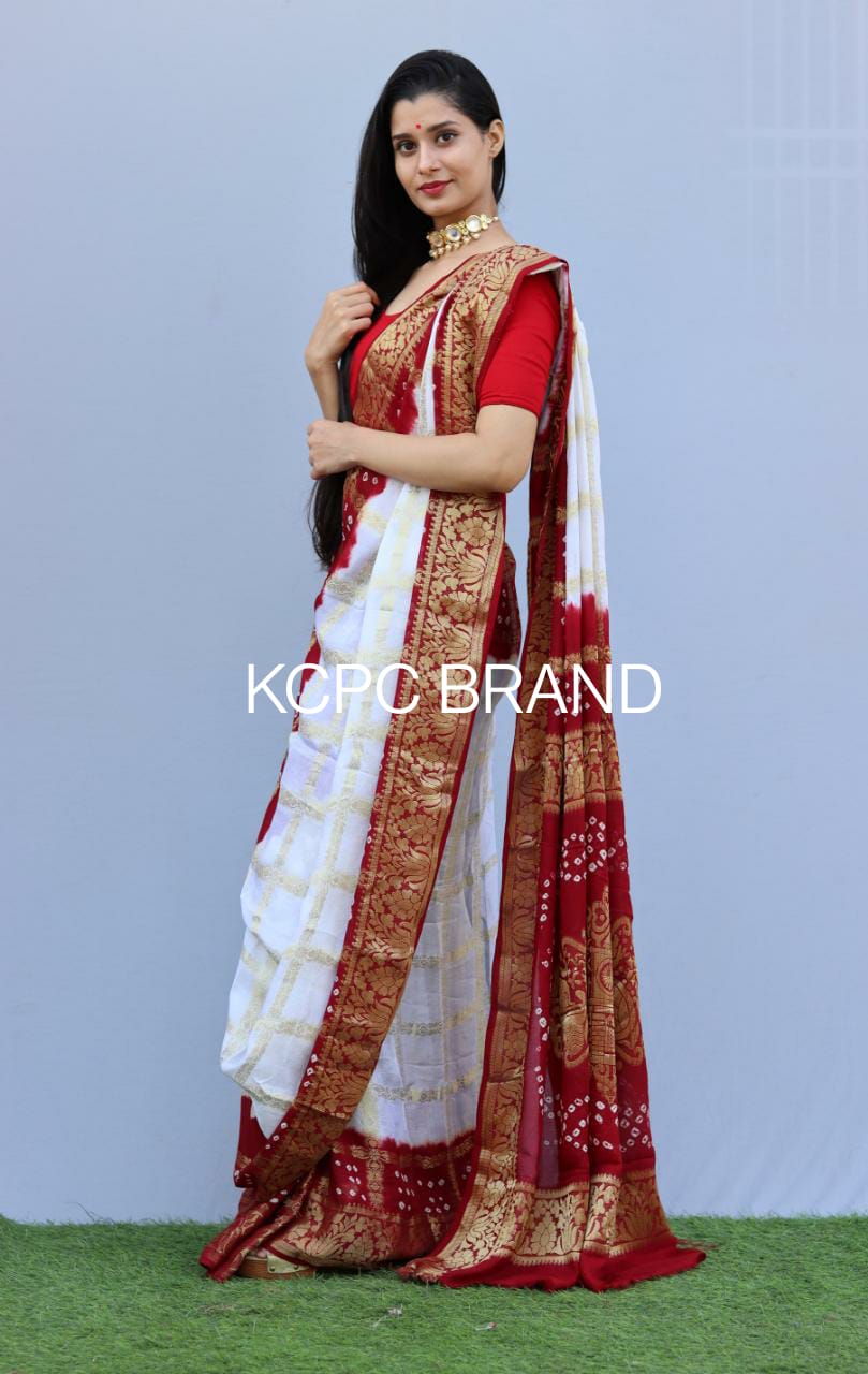 New Panetar Style gharchola bandhani saree