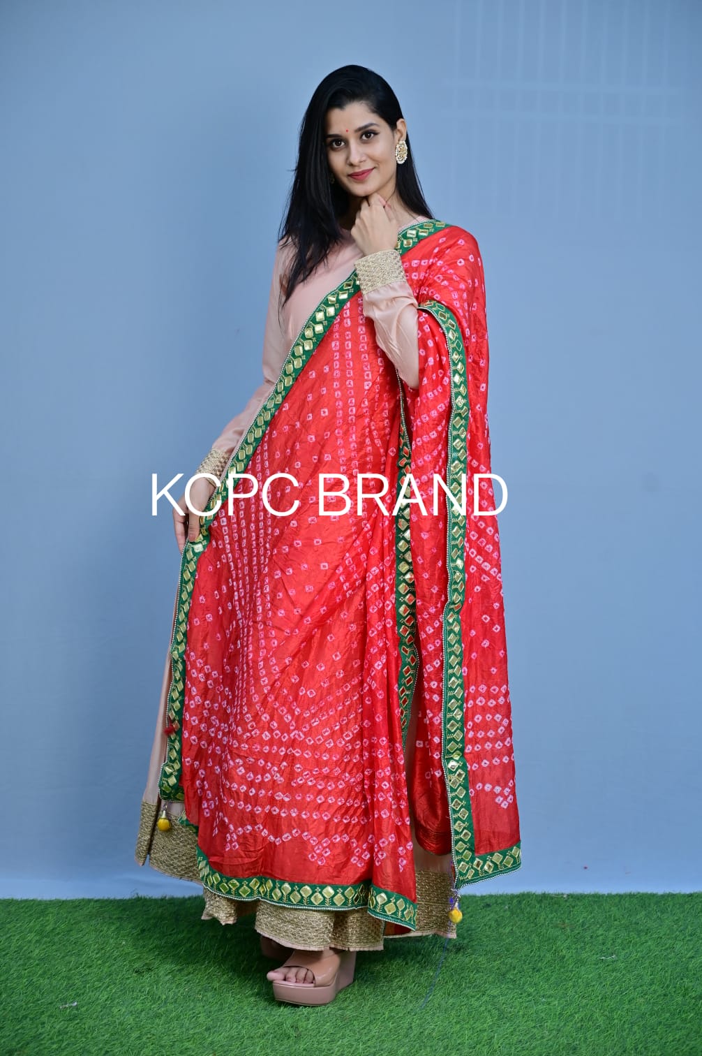 Bandhani silk gotapatti dupatta