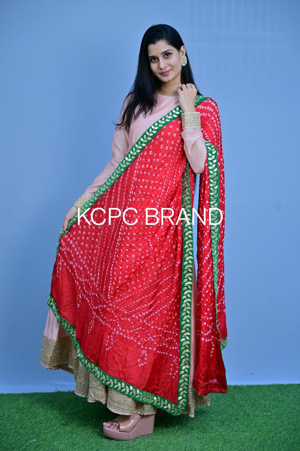 Bandhani silk gotapatti dupatta