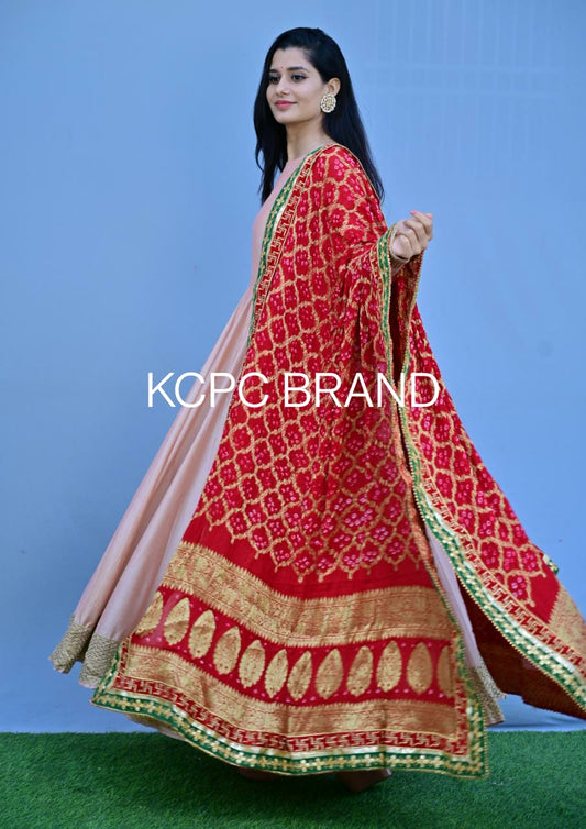 Pure Ojariya Bandhej Red Ghatchola Dupatta