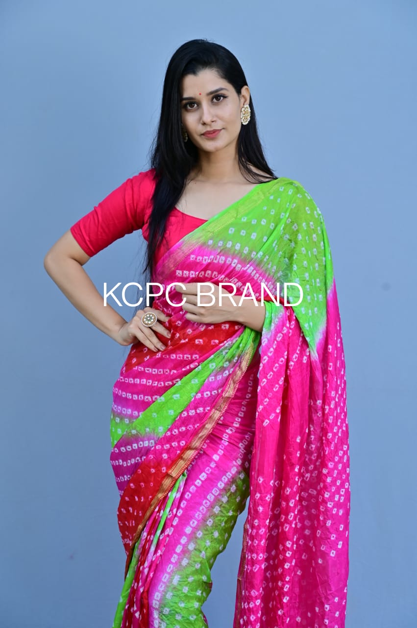 Green Casual Wear Printed Weightless Georgette Saree