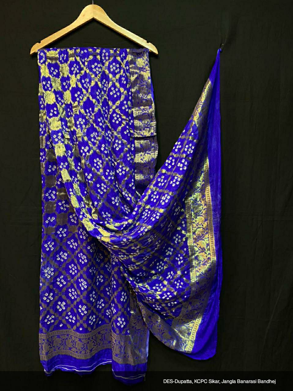 Pure Banarasi Silk Bandhej Ghatchola Dupatta, OR, KC