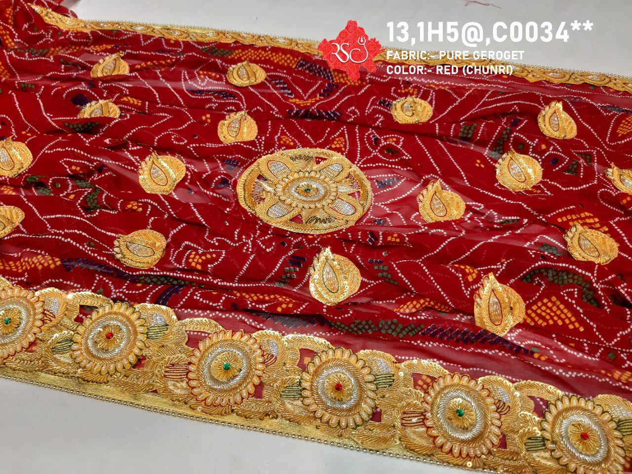 Jaipuri Special Rajasthani Chundi Odhana Full Size Or Kc Chunri (Pure Georgette Fabric) Pila