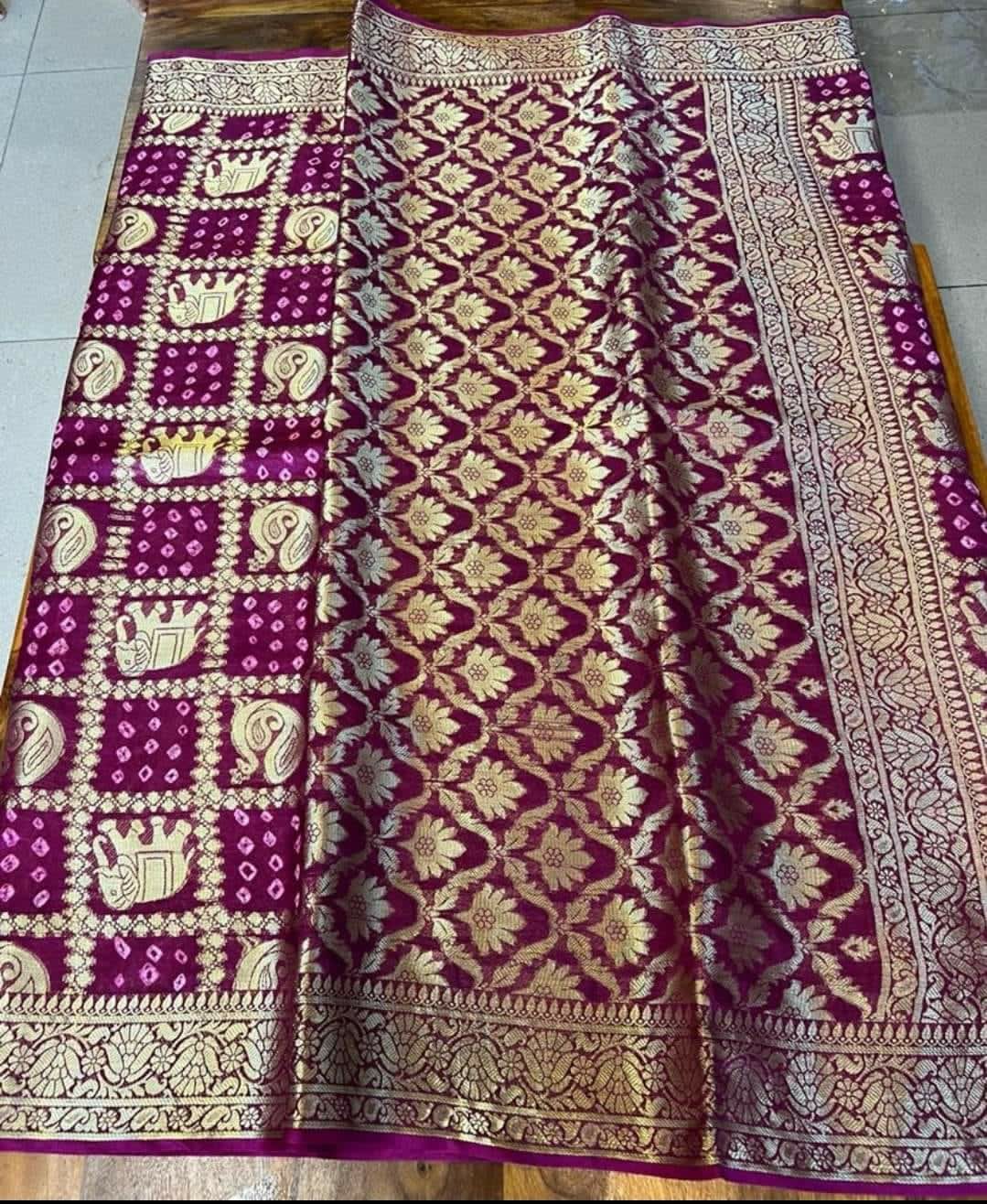 Pure viscos silk bandhani saree bahubali new pattern