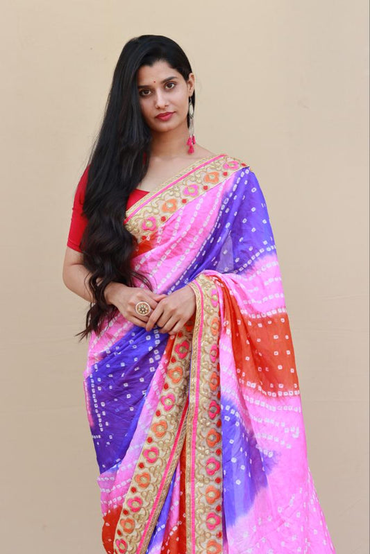 Bandhani silk gotapatti sarees