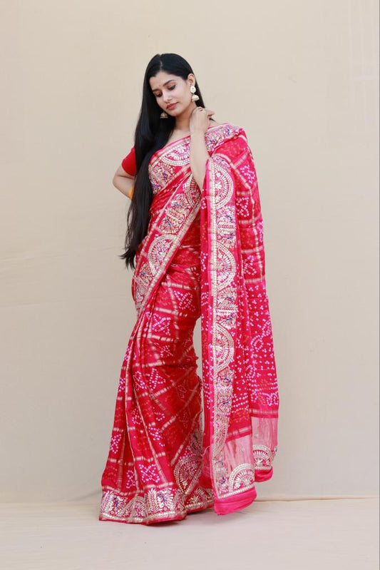 Pure Gaji Silk Bandhej Sarees