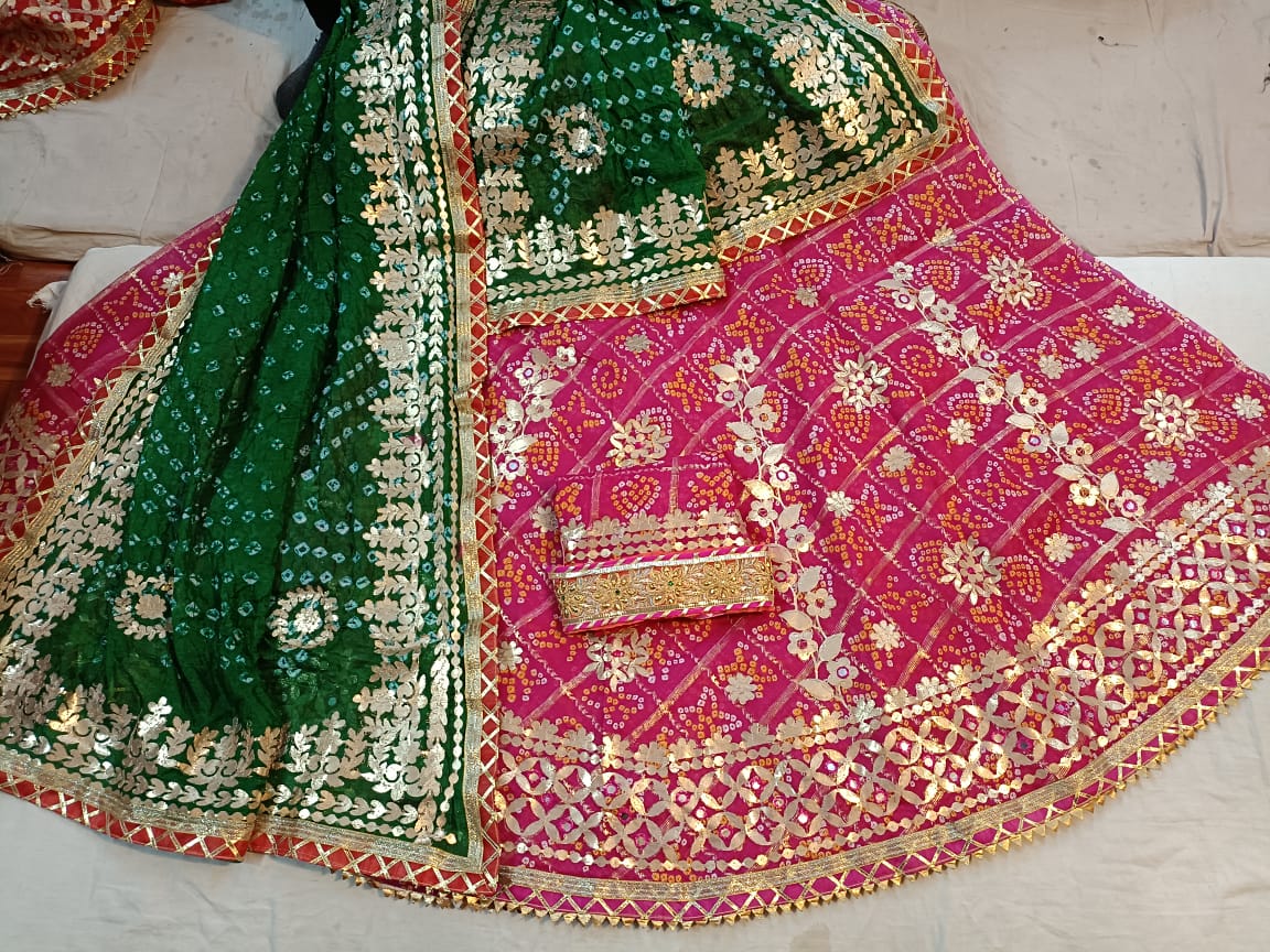 Rajasthani Traditional Kota Doriya Bandhani Bandhej Lehenga Choli for Women  With Gotta Patti Dupatta Wedding and Partywear Chaniya Choli - Etsy