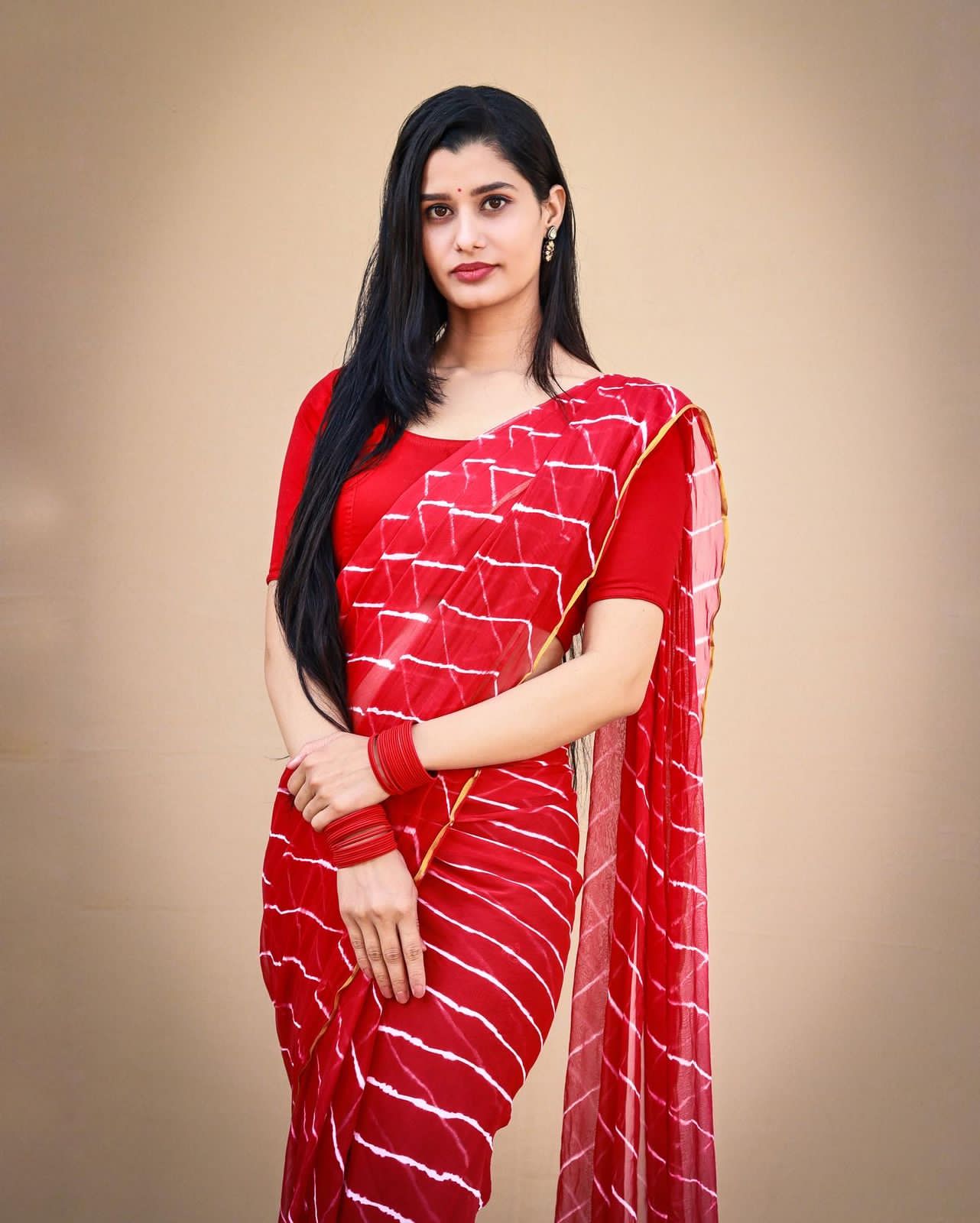 Beautiful Pink Leheriya Saree with blouse – mahezon