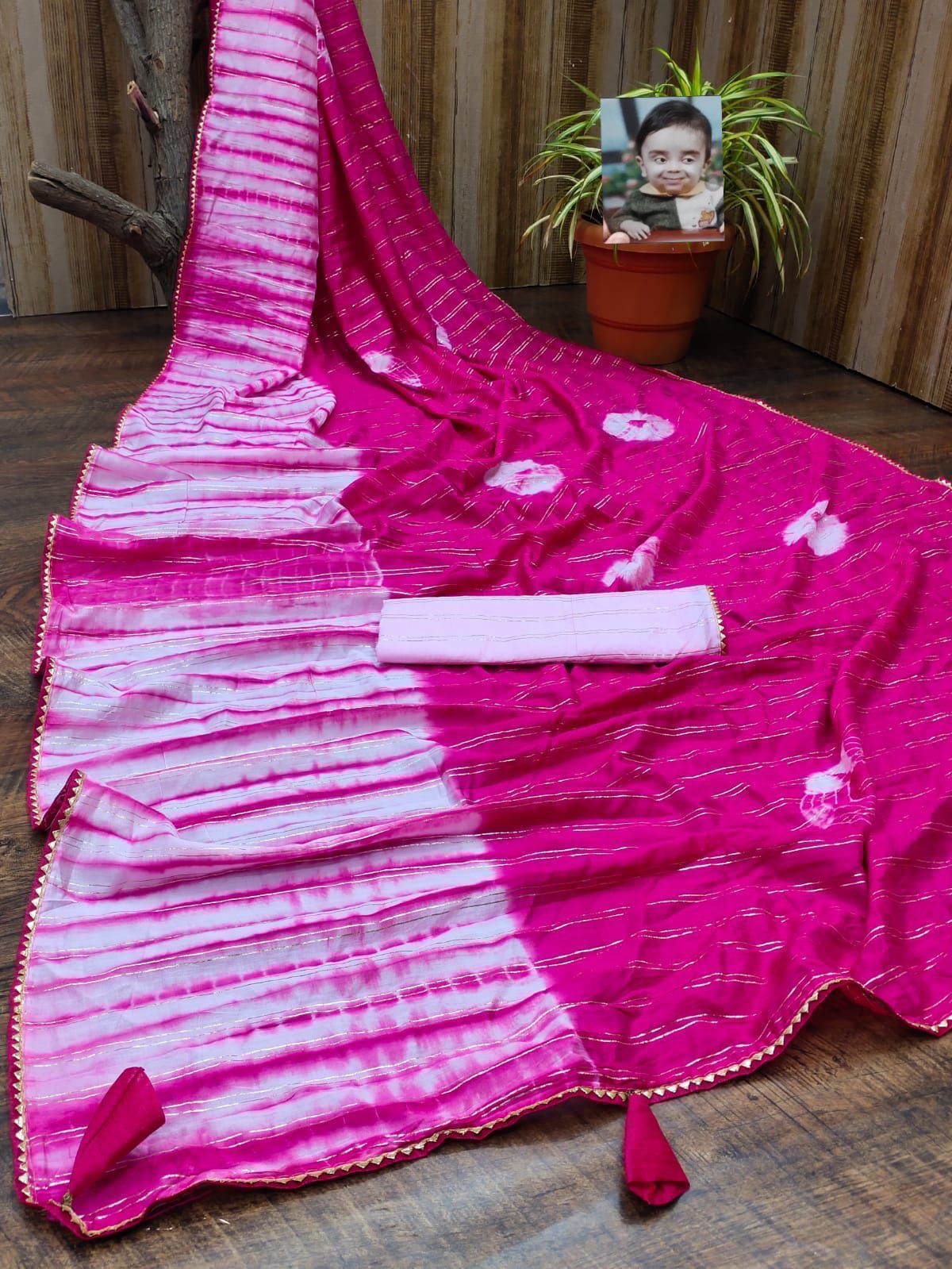 Rich Look Shibori Cotton Feel Saree Rani